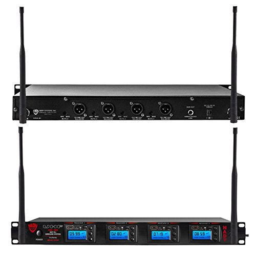 Nady 4W-1KU HM-10 Black Quad True Diversity 1000-Channel Professional UHF Wireless System with 4 Headset Microphones – AutoScan – Automatic Transmitter Pairing – All Metal Construction - size: Quad Transmitter, style: Headset Microphone (HM-10 Black) Syst
