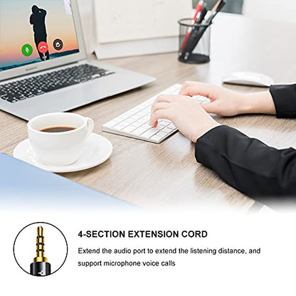 Headphone Extension Cable 1.5 ft, 4 Pole Nylon Braid 3.5mm TRRS Male to Female Lossless Stereo Audio Adapter Extension Cable for Tablet/PC/ PS4 and More (1.5FT/0.5M) - size: 1.5 ft