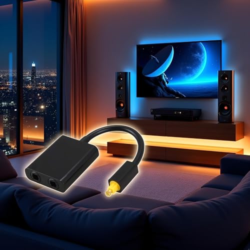 Black Digital SPDIF Optical Audio Splitter 2 Way Toslink Splitter Adapter 1 Input 2 Output SPDIF Optical Cable Hub Satellite Television Products Part