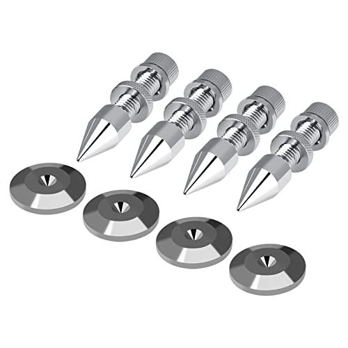 4 Pcs Speaker Spikes Speaker feet Spikes Isolation Spikes Pads Speaker Isolation Feet Subwoofer Stand Speaker Spike Isolator HiFi Speaker Shockproof Cone Base Espigas