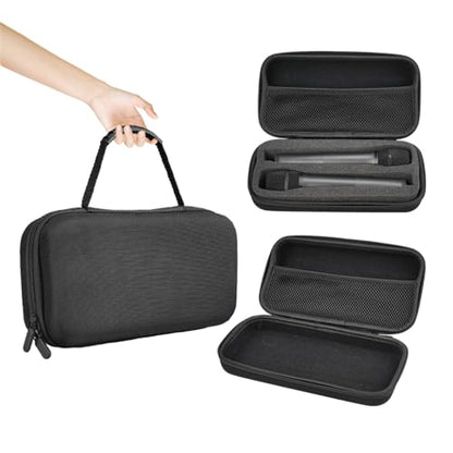 Microphone Storage Bag EVA Protective Case, Wireless Microphone Storage Box, Dual Mic Bag Hard Carrying Case for Outdoor Travel Use