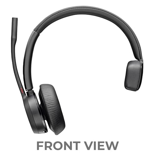 Poly Voyager 4310 UC Wireless Bluetooth Headset (USB-A) with Charging Headset Stand Bundle - Noise Cancelling Mic, Works with USB Deskphone, PC, Mobile, For Zoom and Phone Calls, GTW Microfiber Cloth - color: Mono - w/ Charging Stand