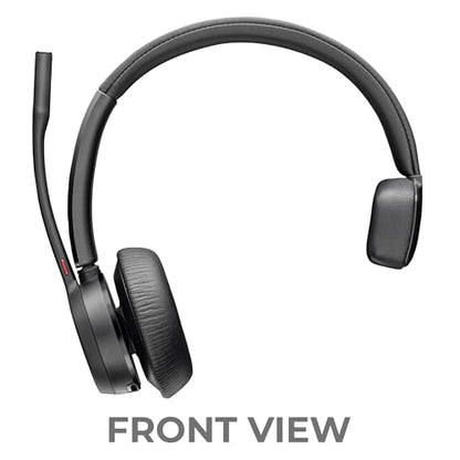 Poly Voyager 4310 UC Wireless Bluetooth Headset (USB-A) with Charging Headset Stand Bundle - Noise Cancelling Mic, Works with USB Deskphone, PC, Mobile, For Zoom and Phone Calls, GTW Microfiber Cloth - color: Mono - w/ Charging Stand
