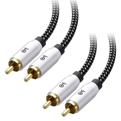 Cable Matters 2-Pack Shielded Subwoofer Cable, RCA Cable, 6ft / 1.8m | Braided, Digital Coaxial RCA Cord for LFE Subwoofers, S/PDIF Digital Audio, Home Theater, and A/V Equipment - size: 6 Feet