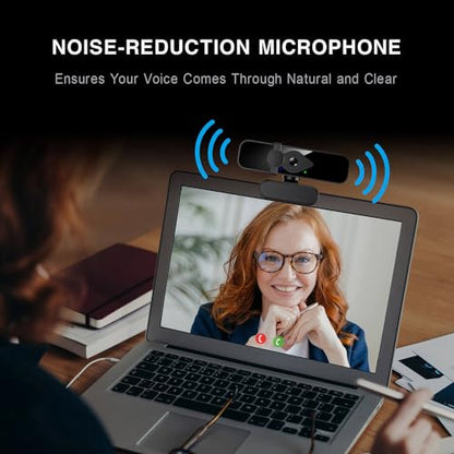 2K Webcam for PC, 85° View USB Computer Camera, with Noise Canceling Microphone & Privacy Cover, HD Web Cameras for Desktop Laptop Monitor Mac Streaming, Gaming & Video Calling - style: 2K Webcam