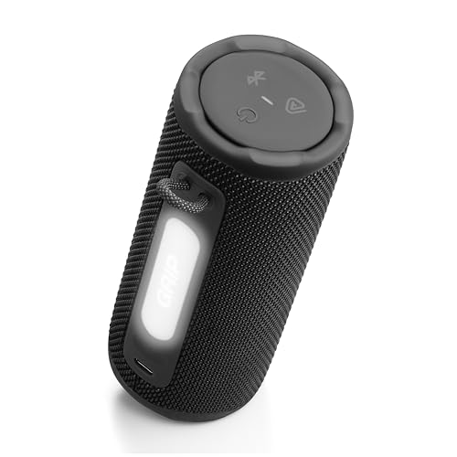 JBL Grip Portable Bluetooth Speaker, Waterproof, Ambient Light - Black | Up to 14 Hr Playtime, AI Sound Boost, IP68 Waterproof And Dustproof, Drop-Proof, App Control, Ideal For Outdoor And Travel - color: Black