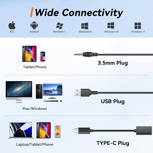 USB Headset with Microphone for PC, Computer Headset with Noise Cancelling Microphone for Laptop,3.5MM Jack USB Wired Headset with Mute in-line Control for Office Online Class Skype Zoom Meetings - color: USB C & 3.5mm -786