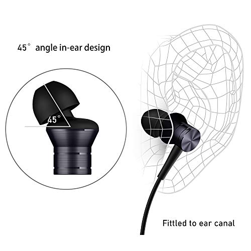 1MORE Piston Fit in-Ear Earphones Fashion Durable Headphones with 4 Color Options, Noise Isolation, Pure Sound, Phone Control with Mic - color: Black