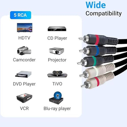 Component AV Switch Box with 5 RCA Cable 6ft