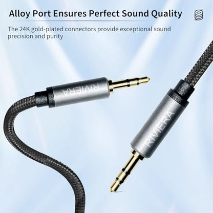 RIVIERA 6.0FT/1.8M Audio Cable 3.5mm 1/8" TRS to 3.5mm 1/8" TRS Braided Sheild Pure Copper Wire and 24K Gold Plated Low Noise Cable with Braided Nylon Jacket for Digital Players & Musical Instruments - color: Dual 1/8 TRS Black, size: 6FT/1.8M