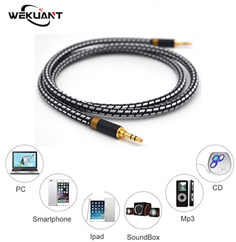 Aux Cord, Audiophile 3.5mm Stereo Audio Cable [1m (3.2 Feet), Silvered-Plated Copper core], Unbreakable and Great for Phone, Laptop, Tablets, Headphones, Cars and More - size: 1m (3.2 Feet), style: 3.5mm straight to straight