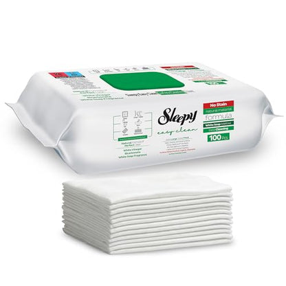 Sleepy Easy Clean XL Multi Surface Cleaning Wipes (100 Count) – Natural Vinegar & Baking Soda Formula – Jumbo 8"x8" All Purpose Wet Wipes for Kitchen, Bathroom, Glass & Electronics – No Streak - size: 1 Count (Pack of 100)