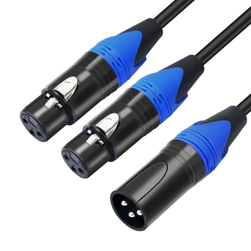 XLR Splitter, Balanced XLR Splitter Cable Male to 2 Female, XLR Y Splitter Micrphone Cable,XLR Y Splitter Cable 3-Pin (1.6FT / 2 Pack
