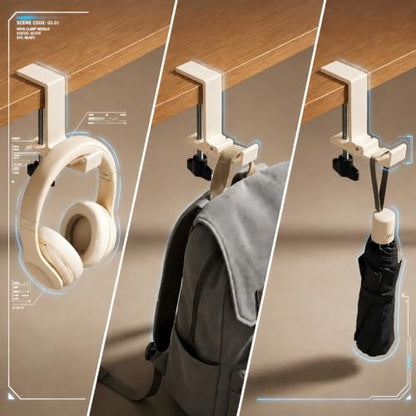 JAKO Headphone Stand for Desk, Aluminum Alloy Foldable Headphone Holder - Headset Stand Hook Mount, PC Gaming Headset Holder Under Desk Clamp for Office, Computer, Student Class Table (Beige) - color: Beige