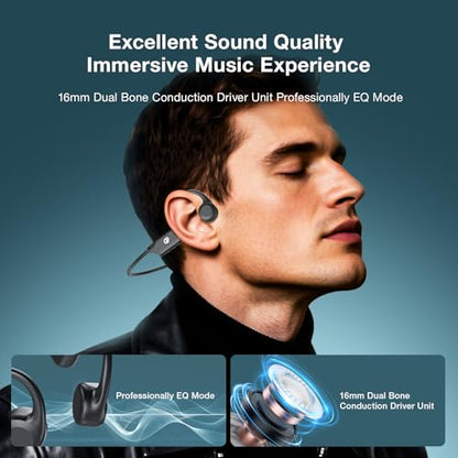 Bone Conduction Headphones, Open Ear Headphones Wireless Bluetooth with Mic, Superior Sound Running Headphones 10H Playtime, Comfortable Fit Waterproof for Music, Workouts, Travel