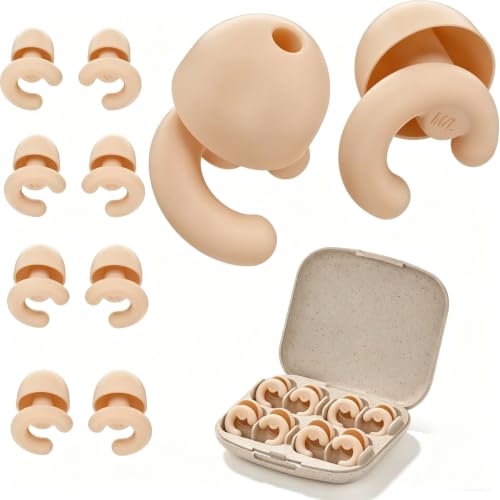 Noise Cancelling Ear Plugs Sleep 50dB NRR Side Sleep Small Ear | ultra soft silicone, reusable one-piece design, 4 sizes included, portable case - color: Yellow