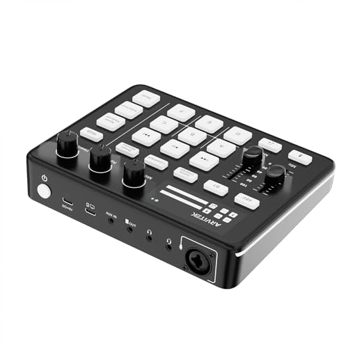 Gaming Audio Mixer for PC, Audio Interface Sound Board w/RGB Effect, Support Bluetooth, XLR/TRS Microphone, 48V Phantom Power, Voice Changer Live Streaming, Podcasting, Content Create(Not for USB Mic)