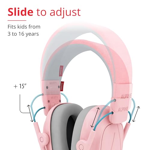 Alpine Muffy Kids Ear Muffs for Kids Ear Protection | 3-16 Years | Autism Sensory Products | 22dB Sound Reduction | Kids Noise Cancelling Ear Muffs | Noise Reduction Headphones for Kids - color: Pink