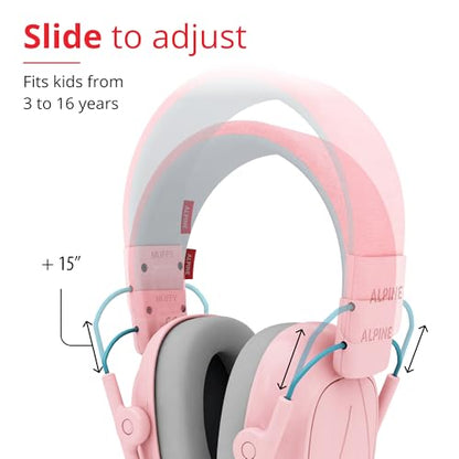 Alpine Muffy Kids Ear Muffs for Kids Ear Protection | 3-16 Years | Autism Sensory Products | 22dB Sound Reduction | Kids Noise Cancelling Ear Muffs | Noise Reduction Headphones for Kids - color: Pink
