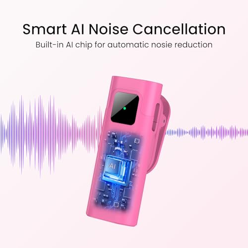 Pink Wireless Lavalier Microphone for iPhone, Noise Cancelling - color: Pink, style: A3 (2TX+1RX)