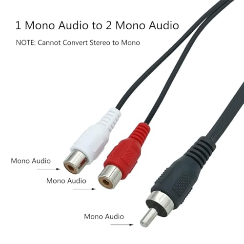 RCA Splitter 1 Male to 2 Female Audio Cable Adapter for Speaker Phono Mixer