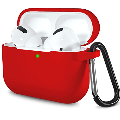 Lerobo for AirPods Pro 2nd/1st Case with Keychain, Red | Soft Silicone Protective Cover Compatible with Apple AirPod Pro Case for Women Men, Scratchproof, Shockproof, Dustproof - color: Red
