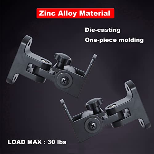Speaker Wall Mount, Swivel and Tilt, Holds Up to 30lbs, 2 Packs | All Aluminum Wall Speaker Mount for Small Speakers, Compatible with JBL,Samsung, KEF, Klipsch, Sony and More, BS-218pro,Black