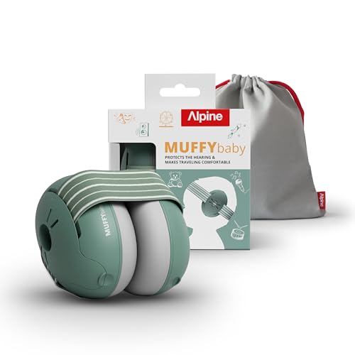 Alpine Muffy Baby Ear Muffs Noise Protection | Toddler Ear Protection | For babies up to 4 years | 24dB Sound Reduction | Baby Hearing Protection | Noise Reduction | Baby Essentials New Mom Gifts - color: Sage