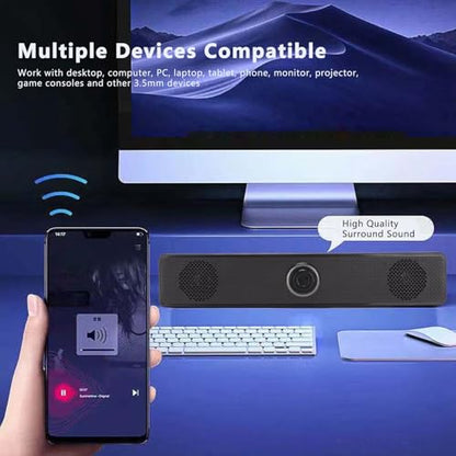 6w Wired Computer Speaker System, USB Powered Wired Sound Bar with Volume Control, 3.5mm Input USB Powered Sound Bar for Computers, Desktops, and Laptops