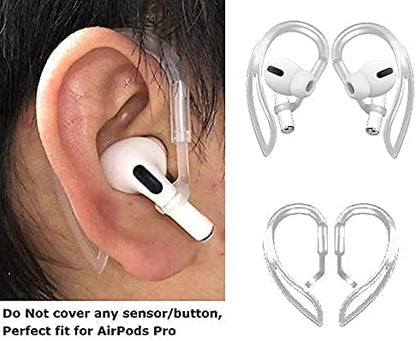 JNSA [Never Lose Your Air Pods Pro] Anti Slip Set, Sport Ear Hook Compatible with Air Pods Pro + Air Pods Pro Earbuds Ear Hooks Cover + Strap Compatible with Air Pods Pro [3in1] (White) - color: White