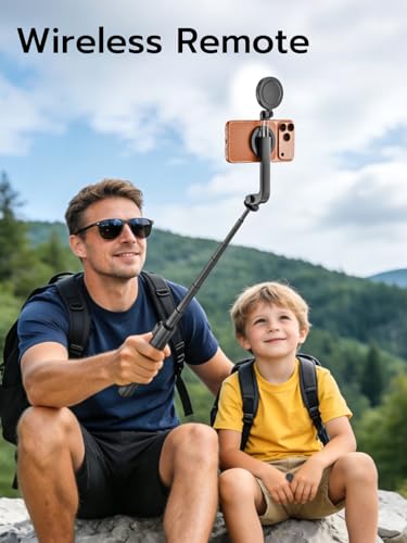 USKEYVISION 49'' Magnetic Selfie Stick Tripod with Light & Remote (SPT-02) | 360° Rotatable Magnetic Tripod with Ring Light for iPhone & Android, Content Creator Essentials for Tiktok Video Recording - size: 49" Magnetic Selfie Stick with Light