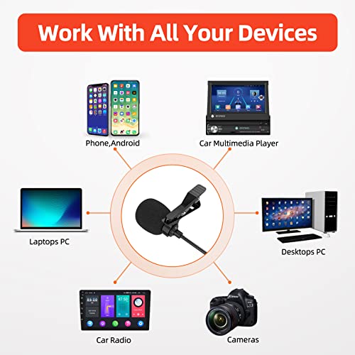 EKAT Car Microphone for Stereo 3.5mm Plug and Play Wired Mic | Compatible with Vehicle Head Unit Radio, Noise Canceling, Lavalier Clip
