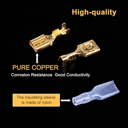 4.8mm Quick Splice Wire Terminals Female Spade Crimp Connector with Insulated Sleeve (100Pcs Sleeves and 100Pcs Terminals) - size: 4.8mm