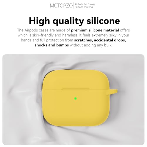 Case for AirPods Pro 3 2025,Come with Cleaner Kit,Yellow | Silicone Protective Cover for Airpod Pro 3rd Generation Case with Keychain,for Women Men,One-Piece Design,Shockproof - color: E-Yellow