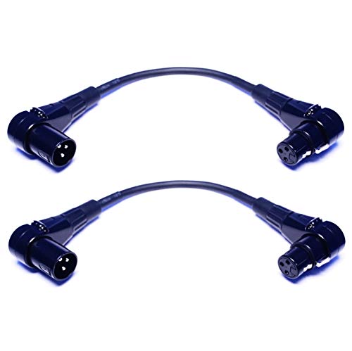 CNCESS Right-Angle 3핀 XLR 암-수 케이블, 2팩 | 연장 / 패치 케이블