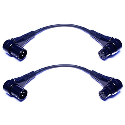 CNCESS Right-Angle 3핀 XLR 암-수 케이블, 2팩 | 연장 / 패치 케이블