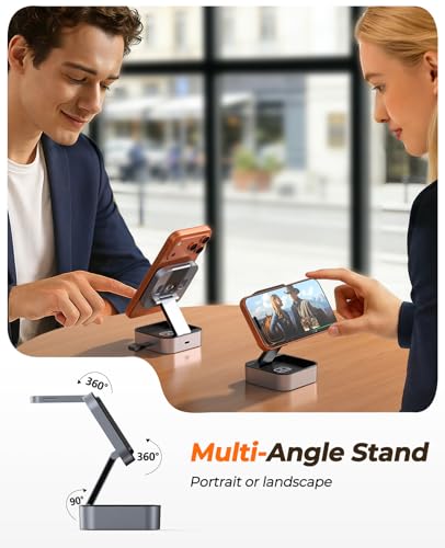 3 in 1 Wireless Charging Station for Apple Multiple Device, MagSafe Charger | Foldable Travel Compact, Charger Stand with 20W PD Adapter for iPhone 17/16/15/14/13, Apple Watch, AirPods Pro/4 - Space Grey