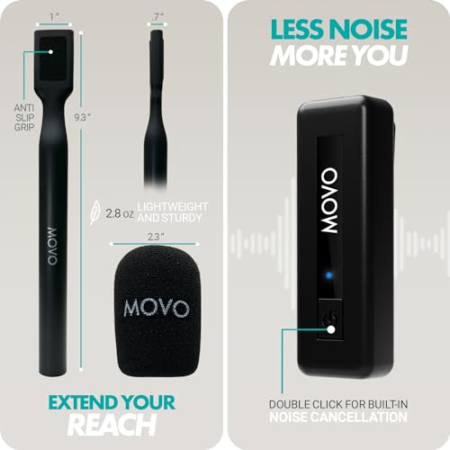 Movo WireL Mini DI-Duo Wireless Microphone for iPhone Podcast Equipment Bundle with WMX-HM Handle/Desktop Mic Stand - Wireless iPhone Mics for Podcasting, Interviews, and Content Creation - size: Lightning