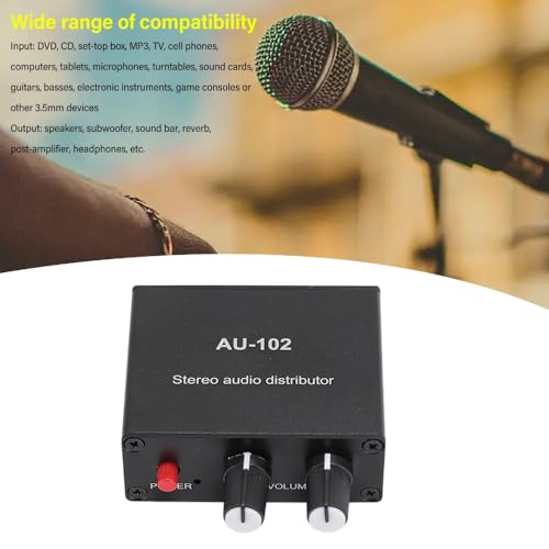 1 Input 2 Output 3.5mm Stereo Amplifier Stable Signal Sound Distributor Compact & Durable Sound Preamplifier DIY Audio Equipment