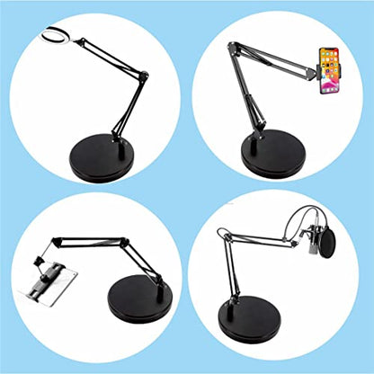 Desk Lamp Base: Round inches Mounting Stand for Desk Lamps,Magnifying Glass with Light,Mic Arm Desk Mount,Swing Arm Desk Lamp,for Home Office,Compatible for lk-1 cl-2 (Black) - color: Black