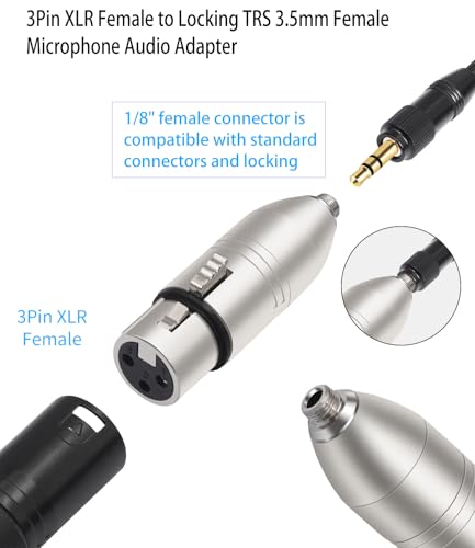 2Pack 1/8 TRS Female to 3Pin XLR Female Aduio Adapter,Balanced XLR to 3.5mm Converter for Mixer, Microphone, Power Amplifier - color: 1/8 F to XLR F