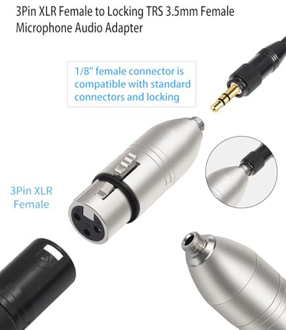 2Pack 1/8 TRS Female to 3Pin XLR Female Aduio Adapter,Balanced XLR to 3.5mm Converter for Mixer, Microphone, Power Amplifier - color: 1/8 F to XLR F