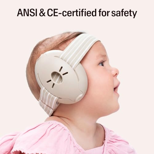 Alpine Muffy Baby Ear Muffs Noise Protection | Toddler Ear Protection | For babies up to 4 years | 24dB Sound Reduction | Baby Hearing Protection | Noise Reduction | Baby Essentials New Mom Gifts - color: Sand