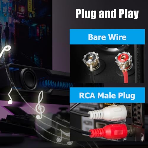 RCA to Speaker Wire, 18AWG 2 Pack 6ft RCA Male Plug Adapter to Bare Cable Open End, UIInosoo Audio Cable, Red and Black - size: 6ft