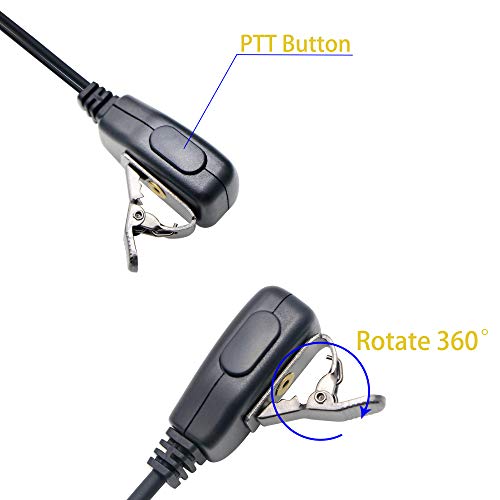Walkie Talkie Earpiece with Mic PTT 2 Pin D Shape Radio Headset Compatible with Midland LXT118 GXT1000VP4 LXT500VP3 LXT600VP3 LXT380 Two Way Radios (1 Pack)