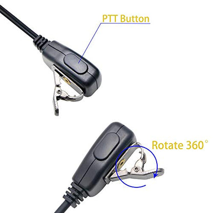 Walkie Talkie Earpiece with Mic PTT 2 Pin D Shape Radio Headset Compatible with Midland LXT118 GXT1000VP4 LXT500VP3 LXT600VP3 LXT380 Two Way Radios (1 Pack)