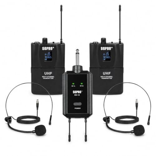 SGPRO SG-14BB Dual Wireless Head-Worn Microphone Set - color: SG-14BB | Two Bodypack Set