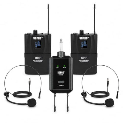 SGPRO SG-14BB Dual Wireless Head-Worn Microphone Set - color: SG-14BB | Two Bodypack Set