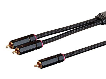 Monoprice - 138075 RCA to 2 RCA Pigtail Cable - 6 Feet - Black, M/Gold Plated Connectors, Double Shielded with Copper Braiding - Onix Series - size: 6 Feet, style: RCA to 2x RCA