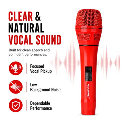 YS-36D Dynamic Microphone - Premium Vocal Microphone, cardioid directional wired microphone, with 14 foot XLR to 1/4 inch audio cable, desktop tripod, extension rod, microphone storage bag (Red) - color: 1 red ribbon solid